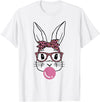 Cute Easter Bunny Face Rabbit Bunny with Glasses & Bubblegum T-Shirt in White