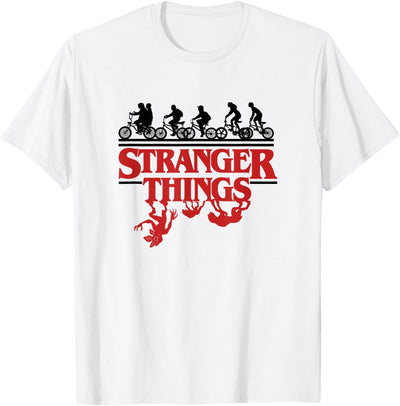 Stranger Things Kids Riding Bikes Hunted By Monsters T-Shirt