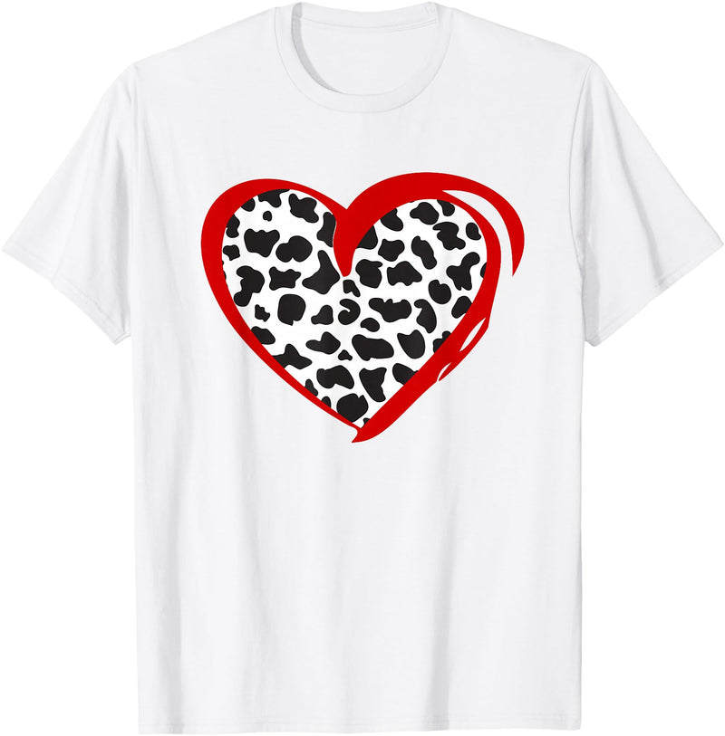 Cow Pattern Clothing for Cow Lover Heart Cow Print T-Shirt - White