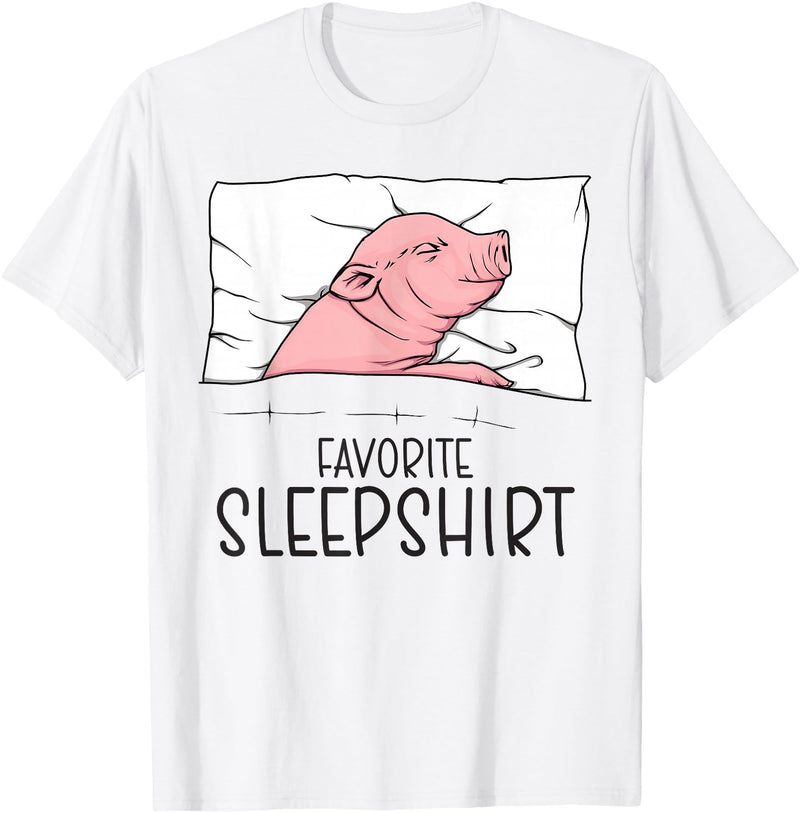 Sleeping & Napping Shirt Gifts For Nap Lovers Favorite Sleepshirt, Napping Pig, Piglet & Piggy Pajama T-Shirt - White