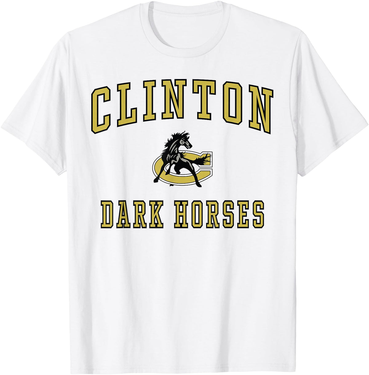 Official High School Fan Gear Clinton High School Dark Horses T-Shirt - White