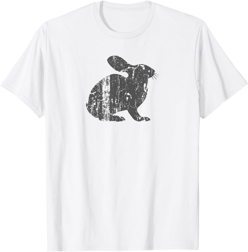 Rabbit Vintage Design - Rabbit Print T-Shirt in White