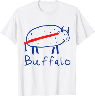 Potato Buffalo Drawing Cute Bison Animal Funny Doodle Sketch T-Shirt