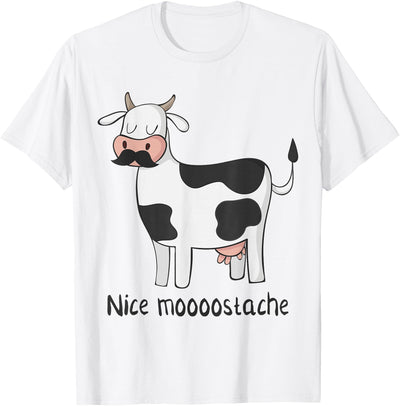 Funny Awesome Cow Nice Moostache Funny Cow with Mustache T-Shirt
