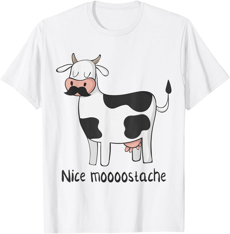 Funny Awesome Cow T-Shirts Nice Moostache - Funny Cow With Mustache T Shirt T-Shirt - White