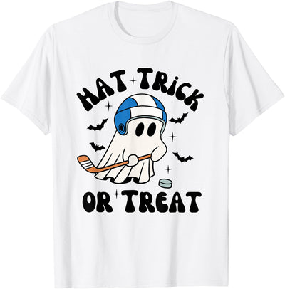 Ice Hockey Lover, Funny Hockey Ghost Halloween Tee Hat Trick or Treat, Hilarious Hockey Halloween Family Shirt T-Shirt