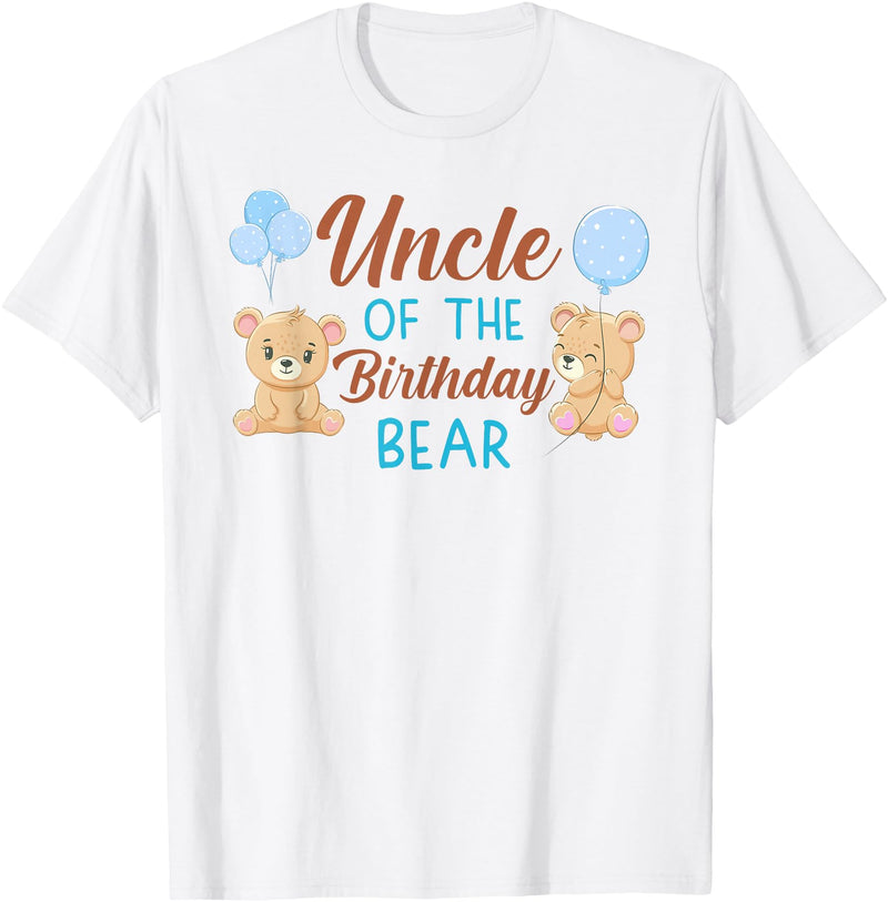 Family Birthday Bear Gifts Uncle of Birthday Boy Bear 1st Birthday Party Boy T-Shirt - White