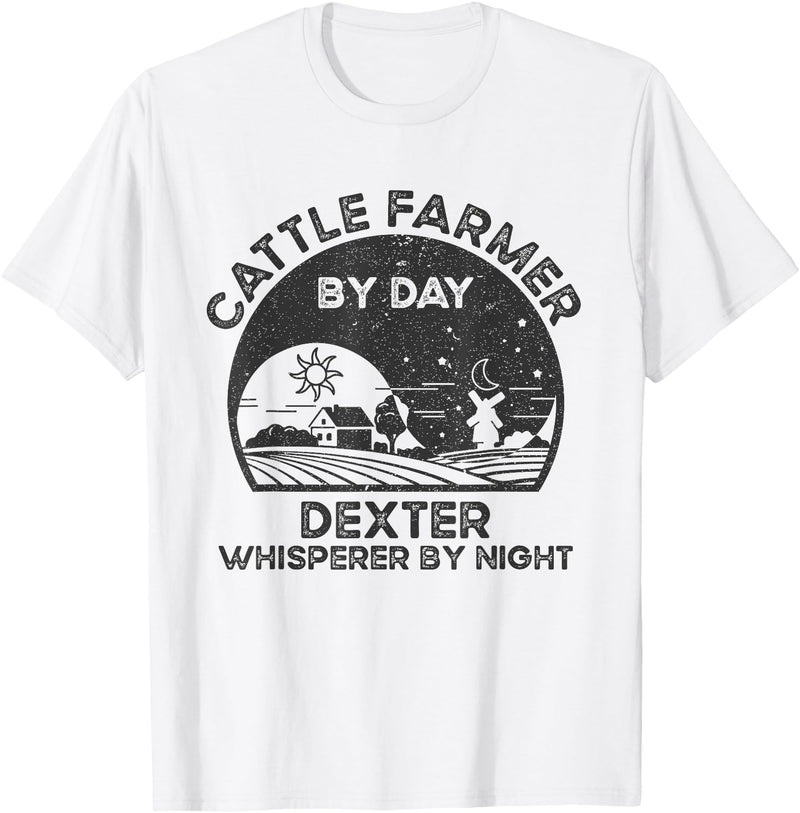 Funny Dexter Gift for Men, Women, Dad & Mom Cattle Farmer Whisperer Cow Rancher - Dexter T-Shirt - White
