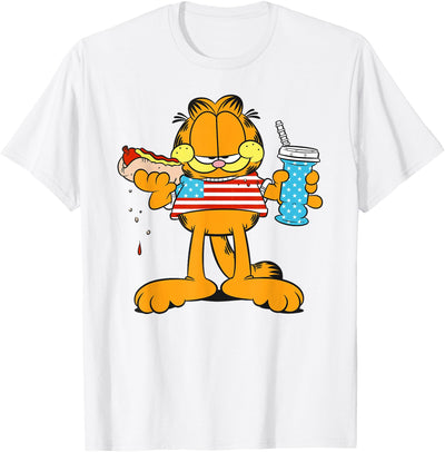 Garfield 4th of July Garfield in USA Flag Shirt BBQ Ready T-Shirt