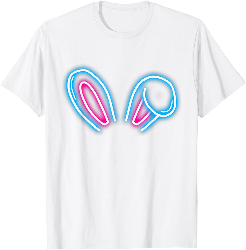 Blue Magenta Bunny Ears Cute Rabbit Pet Rabbit Lover Gift T-Shirt in White