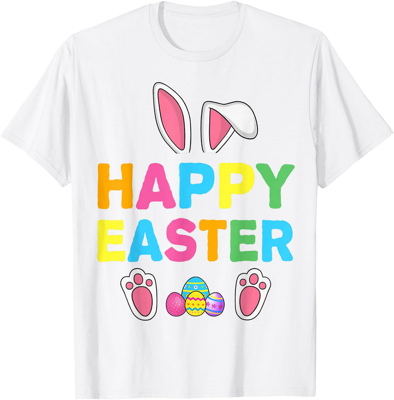 Happy Easter Bunny Rabbit Face Funny Easter Day Women Girls T-Shirt in White