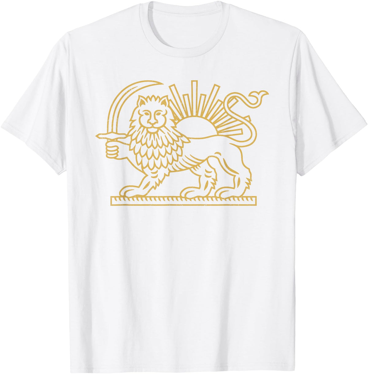 PERSIAN SYMBOLISM Persian Iran Lion and Sun Symbol T-Shirt - White
