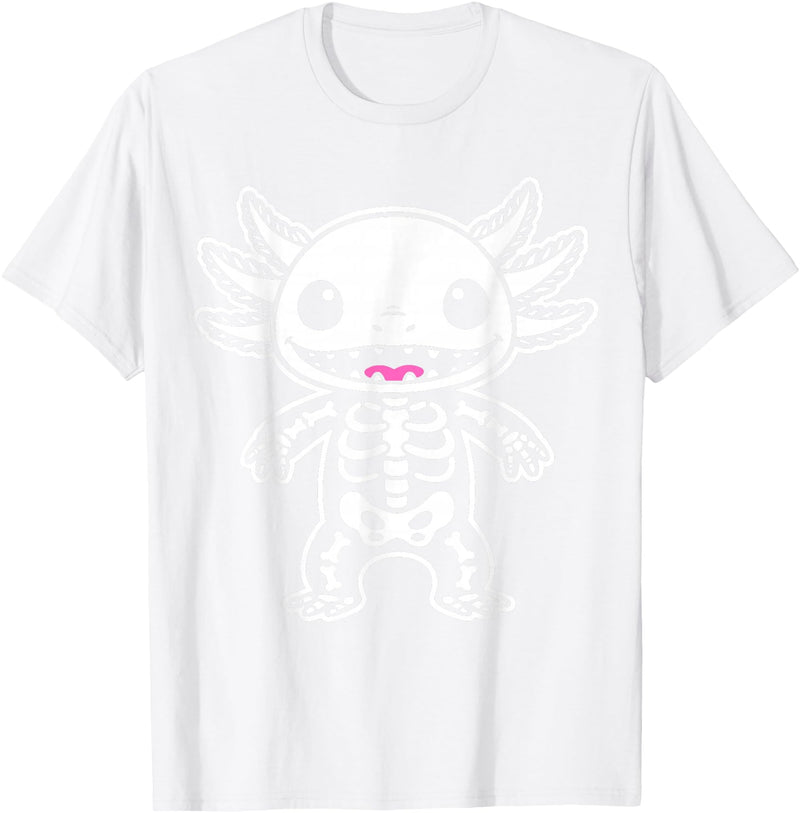 Magical and Funny Halloween Gifts Axolotl Skeleton Halloween T-Shirt - White