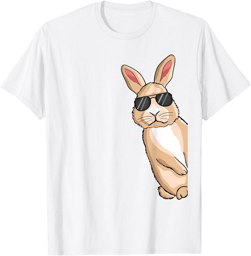 Cool Rabbit with Sunglasses Bunny Lover Kids Rabbit T-Shirt in White