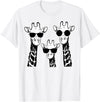 Giraffe Animal Sweet Graphic Giraffes Family with Sunglasses - Giraffe T-Shirt Small - White