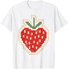 Halloween Shirts For Women Men Kids Boys Girls Halloween Pixel Strawberry 80s Video Game Costume Men Women T-Shirt - White