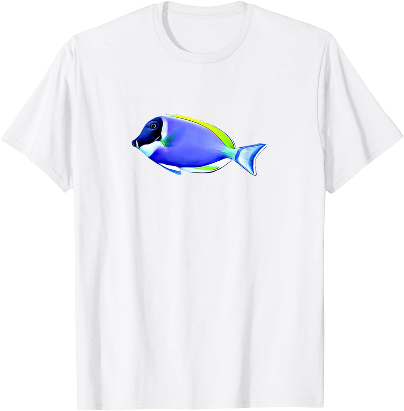 Saltwater reef aquarium fish tank shirt Powder Blue Tang Saltwater Reef Aquarium Shirt T-Shirt - White