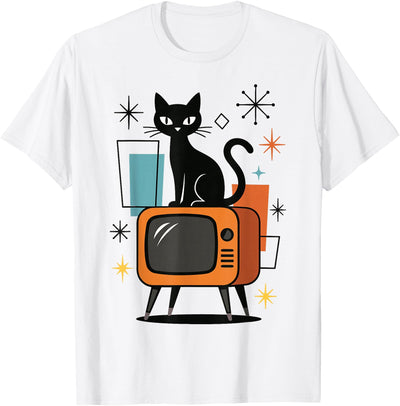 Midcentury Themed Designs & Grapchics Retro Cat, Vintage TV & Modern Mid-Century, Atomic Age T-Shirt