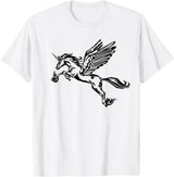 Mythical creature mythical animal unicorn with Alicorn winged unicorn pegasus horse wings mythical animal T-Shirt - White