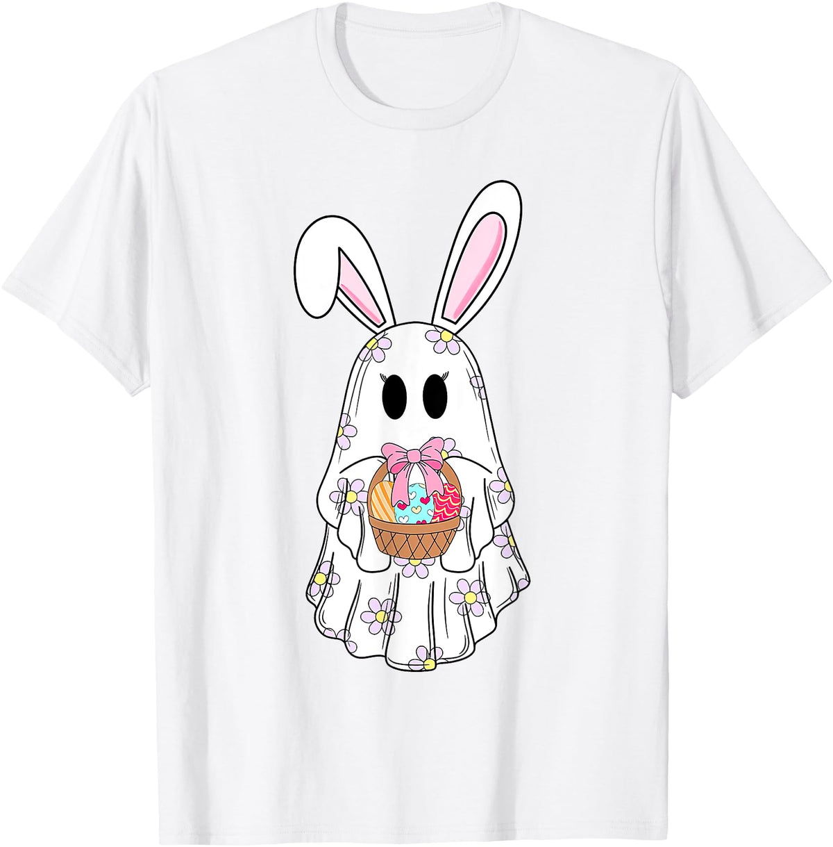Cute Ghost Bunny Ghost Rabbit Easter Day Rabbit Lover T-Shirt in White