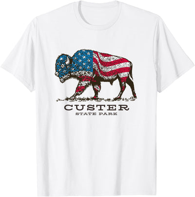 Cow Custer State Park South Dakota Buffalo Roundup Patriotic T-Shirt