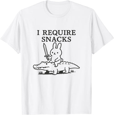 I Require Snacks Bunny Riding Gator with Sword T-Shirt