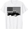 BASBO American Flag Fishing T-Shirt - Grey, Small, Unisex, Short Sleeve, Crew Neck, Classic Fit, Polyester 100%, Imported, Fishing Enthusiasts, Kids - White