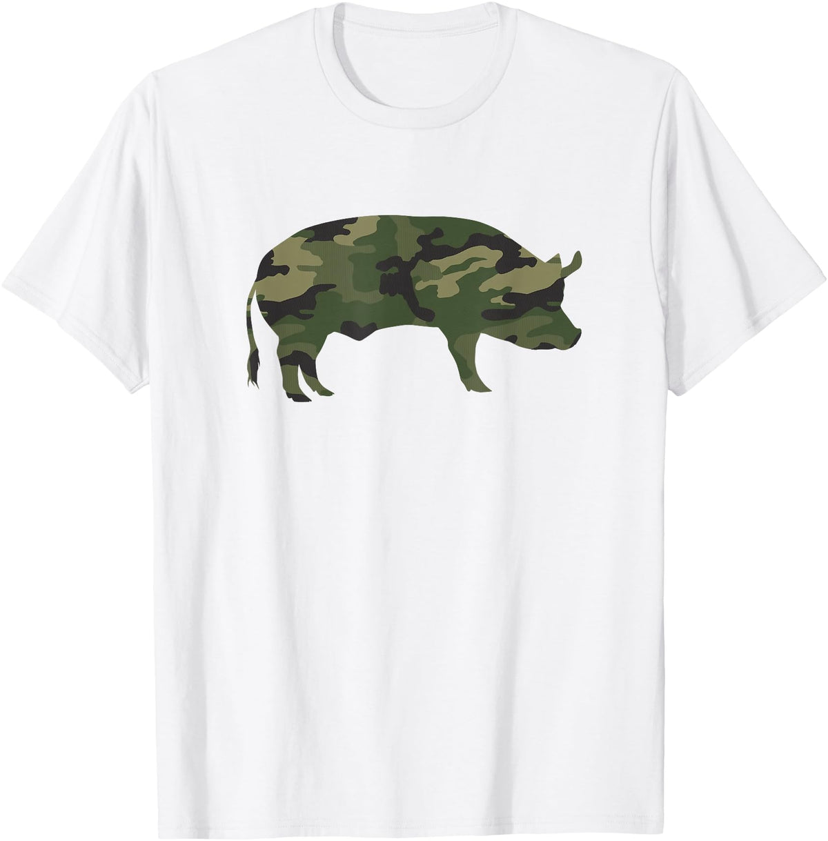 Pig Humor Co. Camo Pig Funny Camouflage Pattern Pig Army Military Colours T-Shirt - White