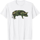 Pig Humor Co. Camo Pig Funny Camouflage Pattern Pig Army Military Colours T-Shirt - White