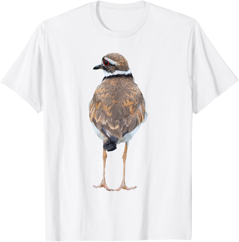 BJD Birds Killdeer Cute Graphic Print T-Shirt Bird Gift Bird Lover T-Shirt - White