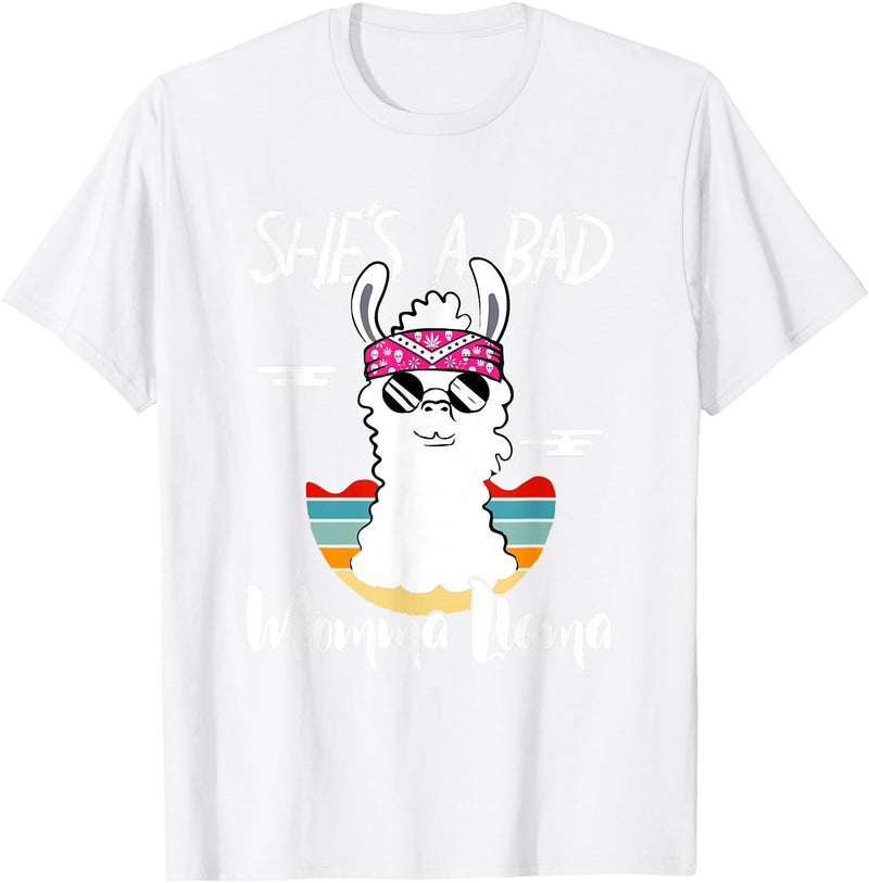 Shes a Bad Momma Llama - Mama Mom - DressedForDuty She's a Bad Momma Llama - Mama Funny - Vintage Mom Gift T-Shirt - White