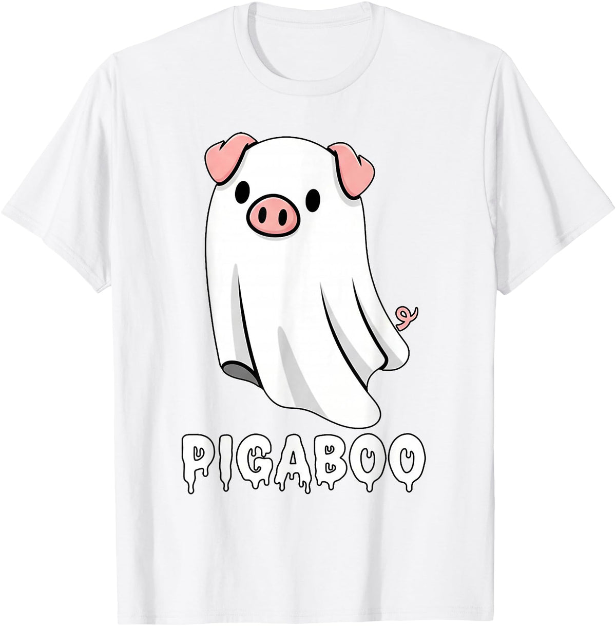 Pig Ghost Boo Halloween Humor By TEERA Funny Pig Ghost Spooky Season T-Shirt - White