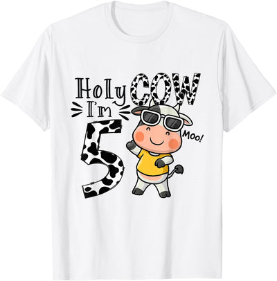 Cute 5th Cow Farm Animals Bday Holy Cow I'm Birthday Boy T-Shirt