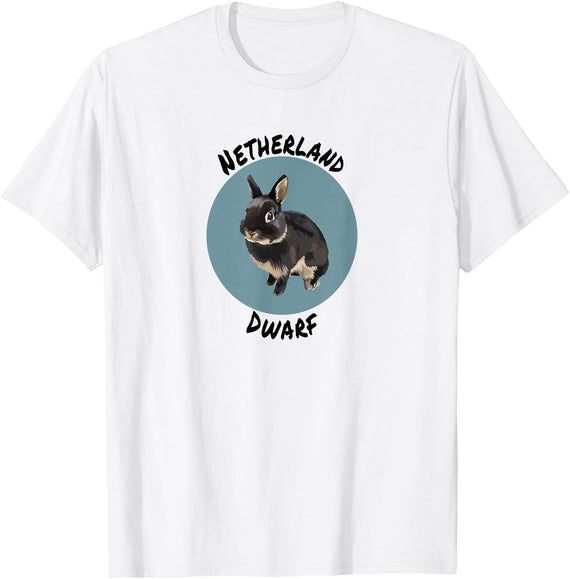 Netherland Dwarf Rabbit Cute Compact Bunny Art T-Shirt in White