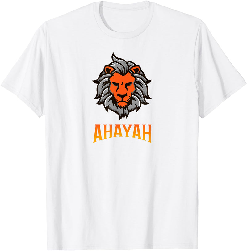 Hebrew Print Ahayah Lion of Judah T-Shirt - White