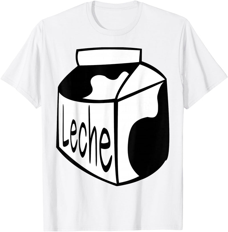 Clever Witty Milk Designs Leche Spanish Milk Carton Dairy Lover T-Shirt - White