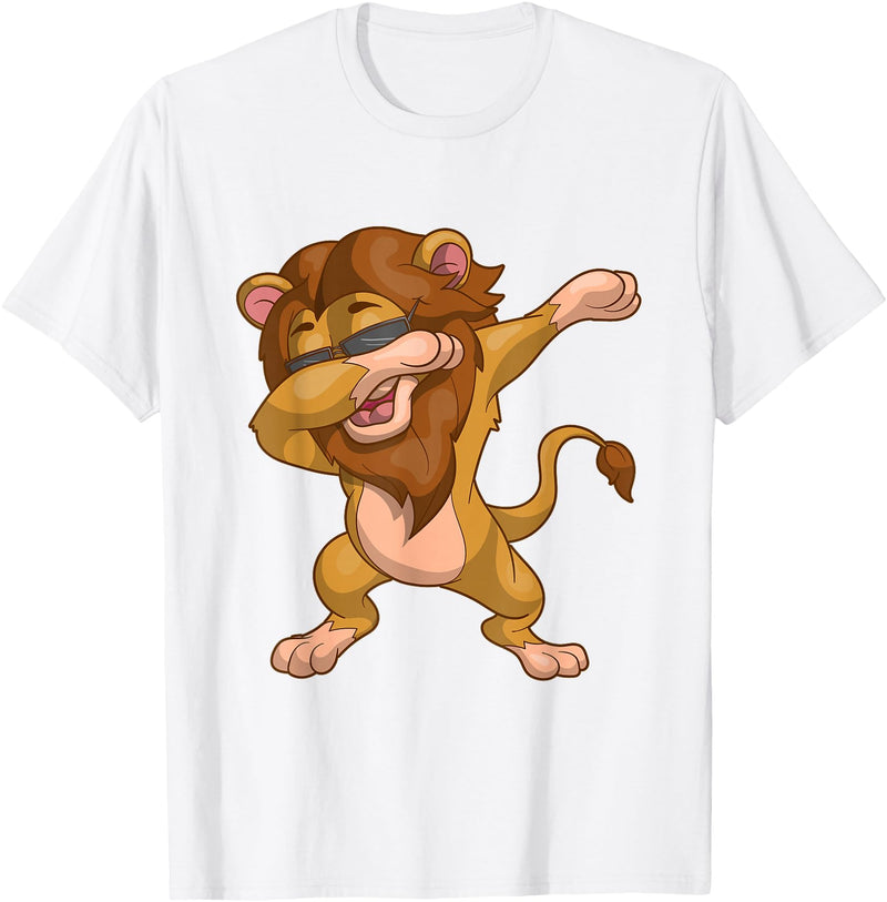 Lion Animal Gifts Funny Animal Gift Idea Polka Dot Cool Lion T-Shirt - White