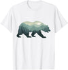 Outdoors Gift Ideas Camping Stuff Men Graphic Tees Misty Forest Bear Silhouette Wildlife Nature Lover T-Shirt - White