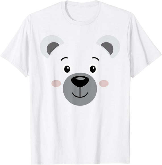 Novelty Last Minute Easy Halloween Party Stuff Halloween Polar Bear Face Tshirt Costume Kids Cute Themed T-Shirt - As Pictured