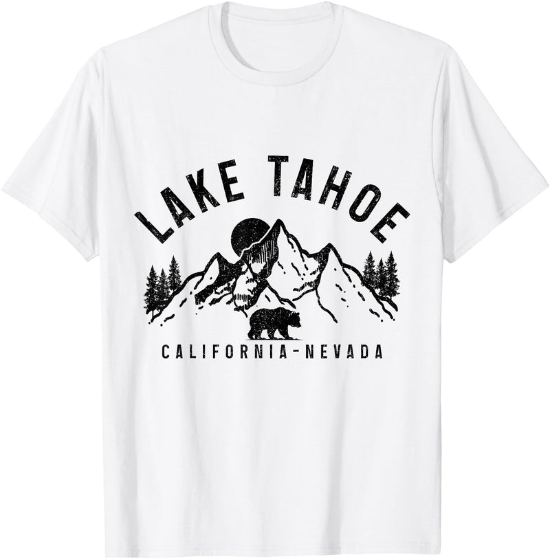 We Love Lake Tahoe - California Nevada Lake Tahoe California Nevada Mountains Bear Nature Vintage T-Shirt - White
