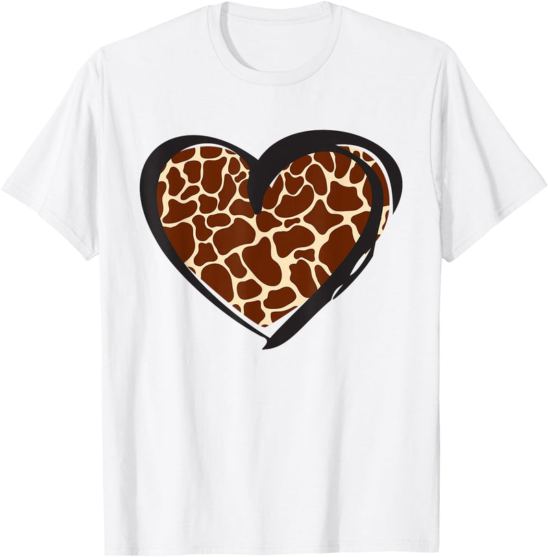 Giraffe Pattern Graphic Apparel Heart Giraffe Print for Giraffe Lover T-Shirt - White