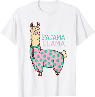 Cool Llama lovers Pyjama day Pajama Llama Cute Llama Pajama Alpaca Kids Women Girl T-Shirt - White