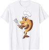 Cool Fish Character Apparel & Co. Fish Chef Fishing and Cooking T-Shirt - White