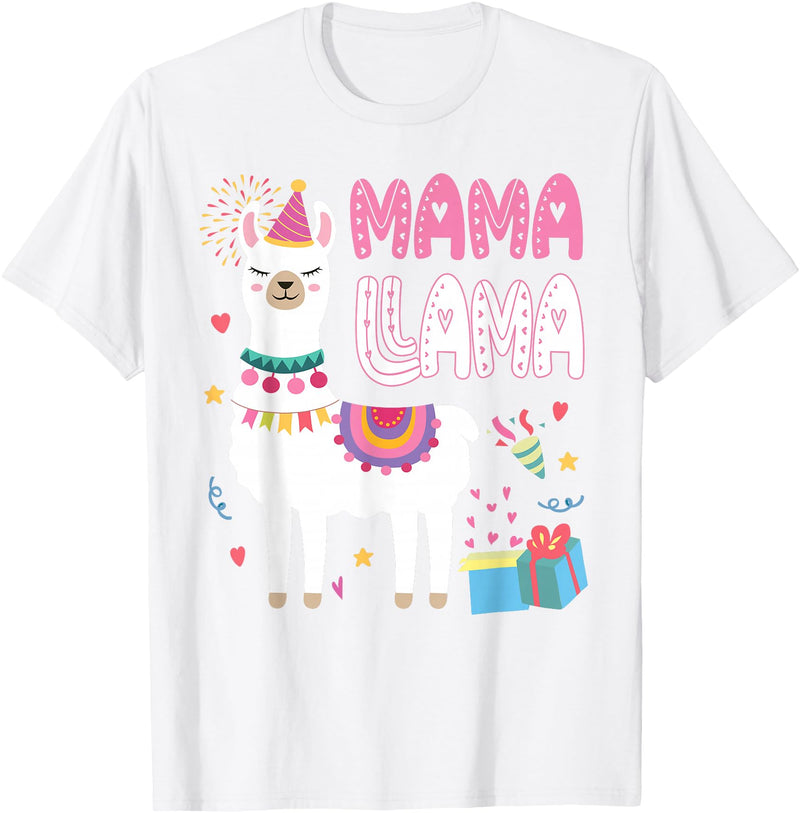Family Matching Llama Birthday Party Supplies Mama Llama Mom Of The Birthday Llama Birthday Theme T-Shirt - White