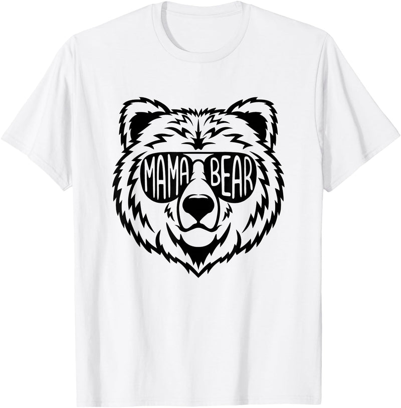 Funny Mothers Mama Bear Face Mama Bear Face Sunglasses Mother Mom Mommy T-Shirt - White