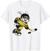 Bunny Playing Ice Hockey Rabbit Easter Sports Men Boys Kids T-Shirt in White