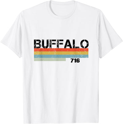 Cow Buffalo Vintage Stripes Area Code 716 Buffalo T-Shirt