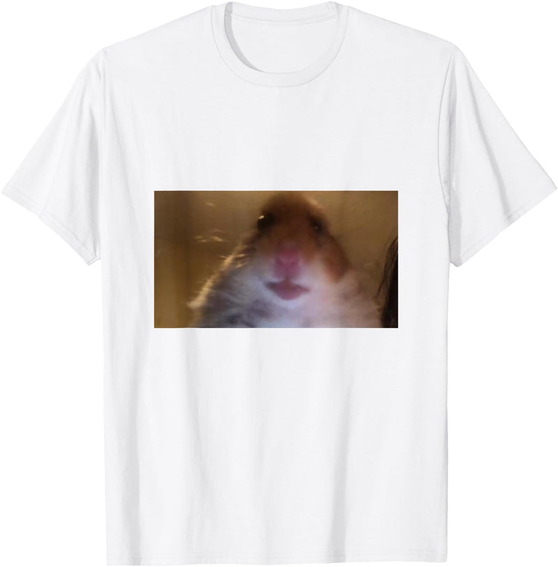Funny Dank Meme Hamster Staring Front Camera Internet Gift T-Shirt - White