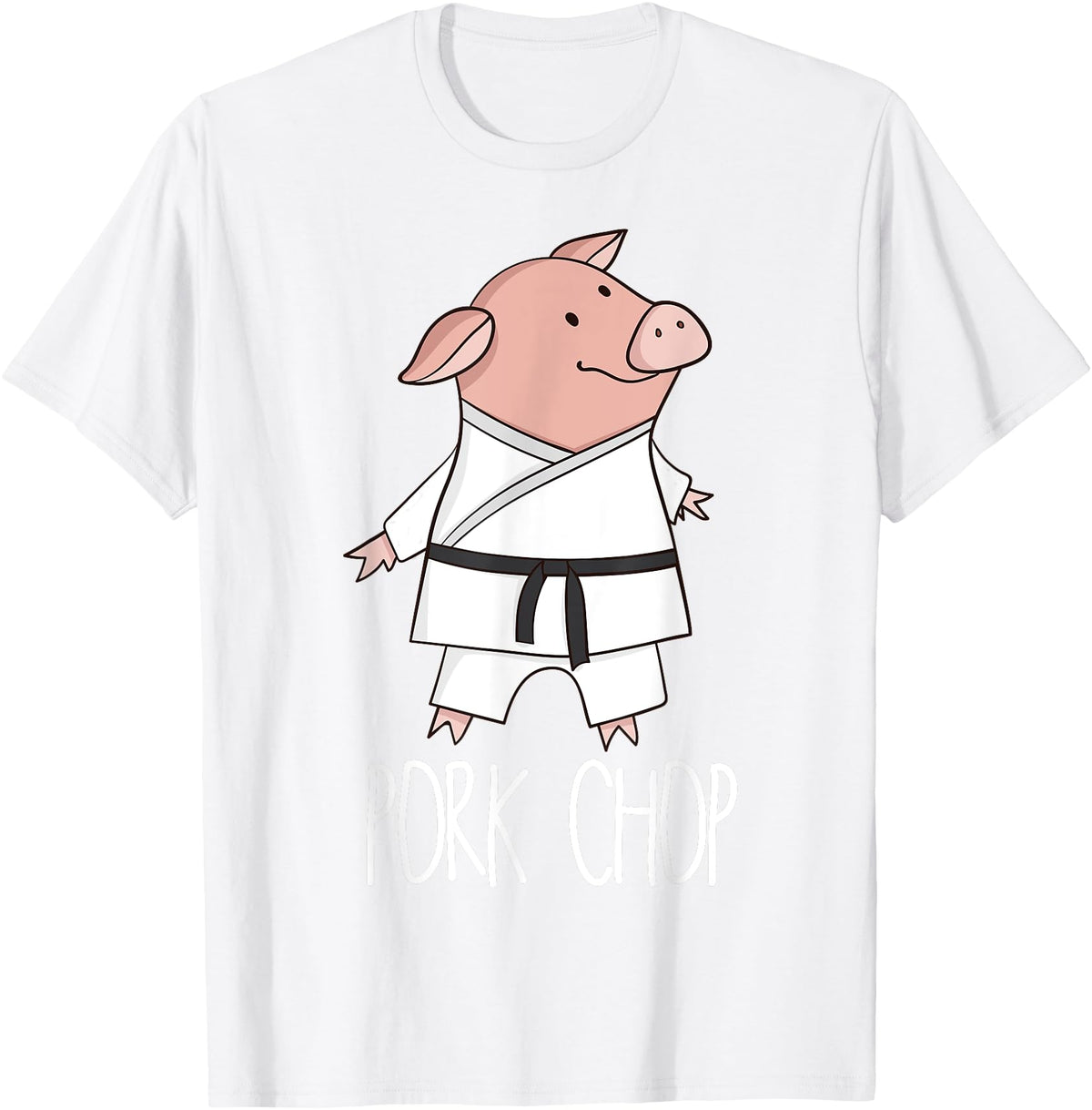 Funny Pig Pun Shirts Pork Chop - Funny Pig Animal Pun Karate T-Shirt - White