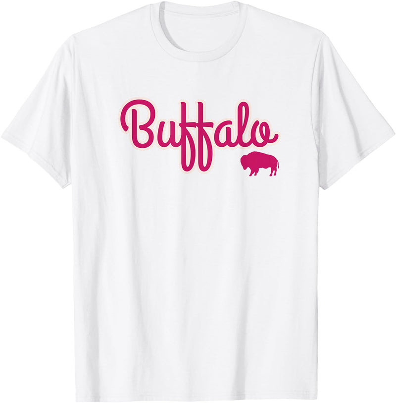 Buffalo NY Designs Buffalo NY Pink Color Logo, Buffalo Pride T-Shirt - White